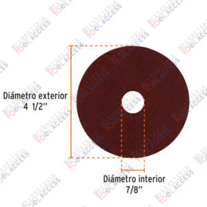 Alternative view of Disco de lija 4-1/2" con respaldo de fibra, grano 80, TRUPER