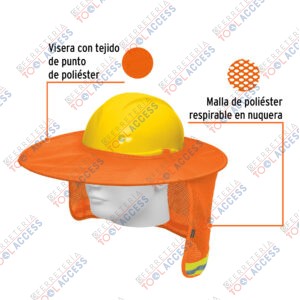 Alternative view of Protector solar plegable para casco, naranja con reflejante, Truper
