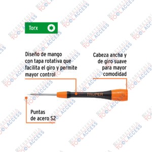 Alternative view of Desarmador de precisión punta torx T3 mango ergonómico, Truper