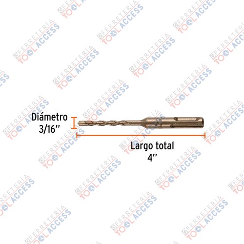 Broca SDS Plus 3/16 x 4", Truper - Imagen 4