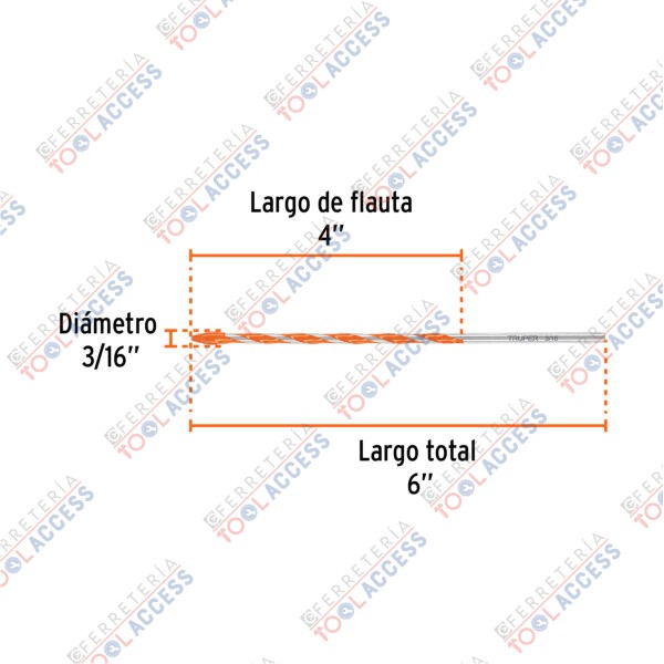 Broca multimaterial 3/16 x 6", Truper - Imagen 4