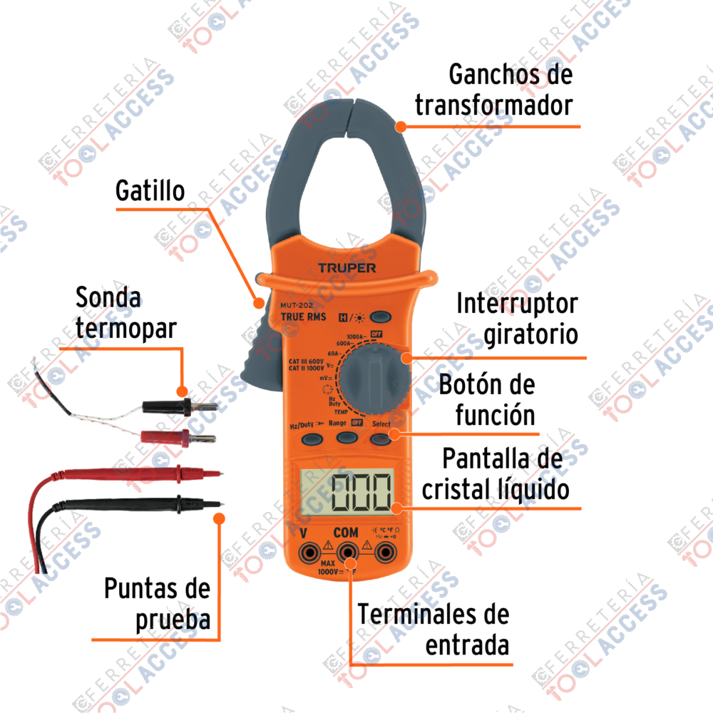 Multímetro para mantenimiento industrial con gancho, TRUPER - Imagen 2
