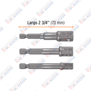 Alternative view of Juego de 3 adaptadores para dados de 1/4", 3/8" y 1/2", Truper