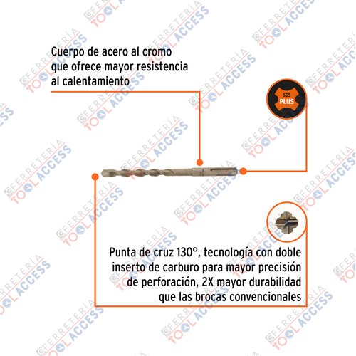 Broca SDS Plus 3/8 x 6", Truper - Imagen 3