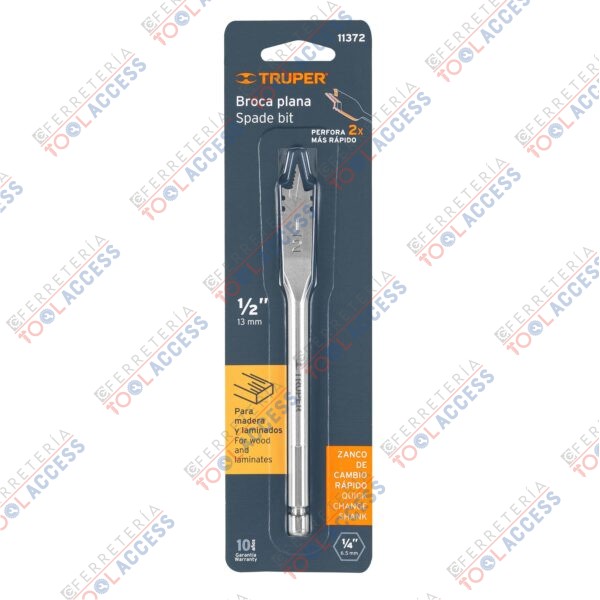 Broca plana de manita 1/2" para madera, Truper - Imagen 2