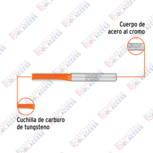 Alternative view of Broca para router, recta 2 filos, 1/4", larga, TRUPER
