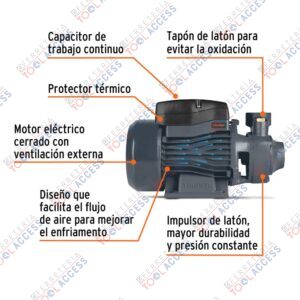 Alternative view of Bomba periférica 1/2HP, altura máx 40m, uso agrícola, TRUPER