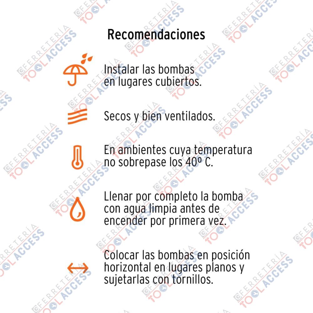 Bomba periférica 1/2HP, altura máx 40m, uso agrícola, TRUPER - Imagen 4