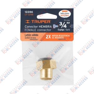 Conector 3/4" hembra de latón sólido para manguera, Truper