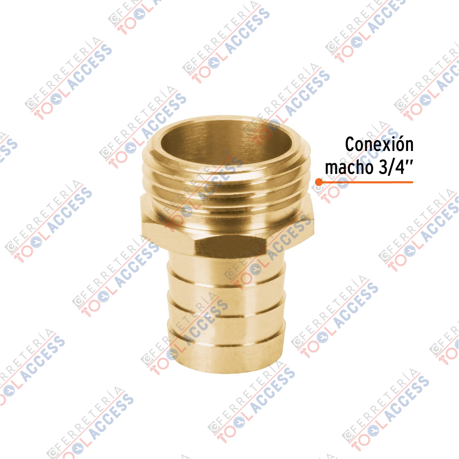 Alternative view of Conector 3/4" macho de latón sólido para manguera, Truper