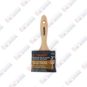 Brocha pelo de camello de 3" con mango de madera, TRUPER