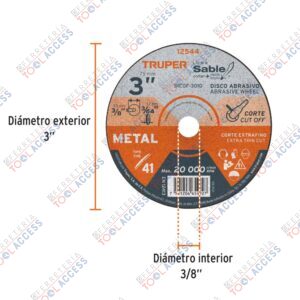Alternative view of Disco Tipo 41 de 3" x 1 mm corte fino de metal, Sable, Truper