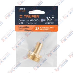 Conector 1/2" macho de latón sólido para manguera, Truper