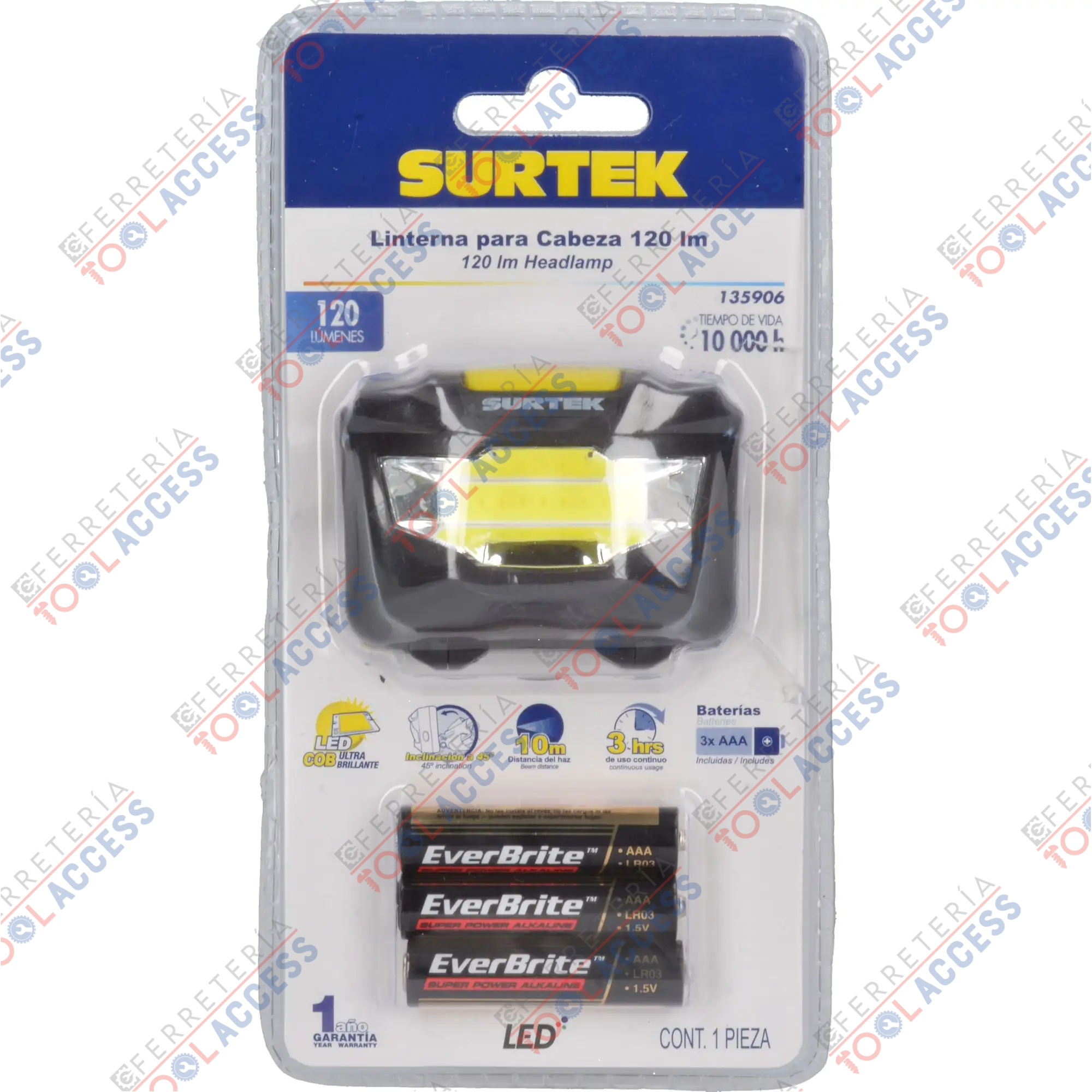 Linterna de LED para cabeza abaterías 3 pilas "AAA" de 120 lm - Imagen 4