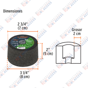 Alternative view of Copa desbaste de piedra 3-5/32" grano 60, eje 5/8-11, TRUPER