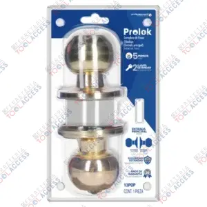 Pomo cilíndrico bola función entrada, latón brillante, llave estándar, Prolok