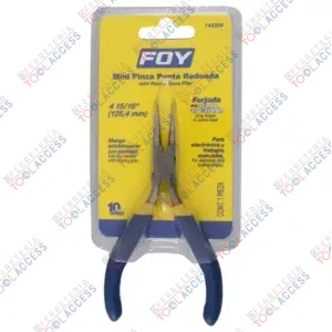 Mini pinza para electrónica con mango de vinil punta redonda de 4-15/16", Foy