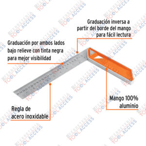 Alternative view of Escuadra 10" para carpintero con mango 100% de aluminio, Truper
