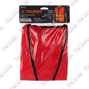 Chaleco de seguridad rojo alta visibilidad con cierre, Truper