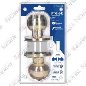 Pomo cilíndrico bola función baño, latón brillante, llave estándar, Prolok