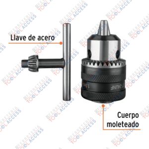 Alternative view of Broquero 3/8" con llave, cuerpo moleteado, TRUPER