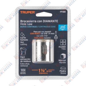 Brocasierra diamante 1-1/2" borde continuo, TRUPER