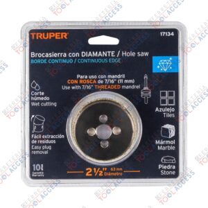 Brocasierra diamante 2-1/2" borde continuo, TRUPER