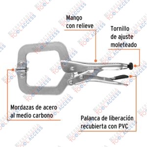 Alternative view of Pinza de presión 9" tipo "C" con mordaza autoajustable, Truper