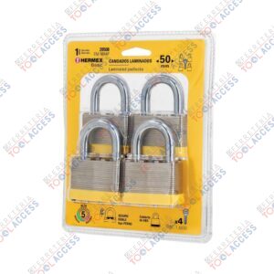 Juego de 4 candados cuerpo laminado, 50 mm, HERMEX