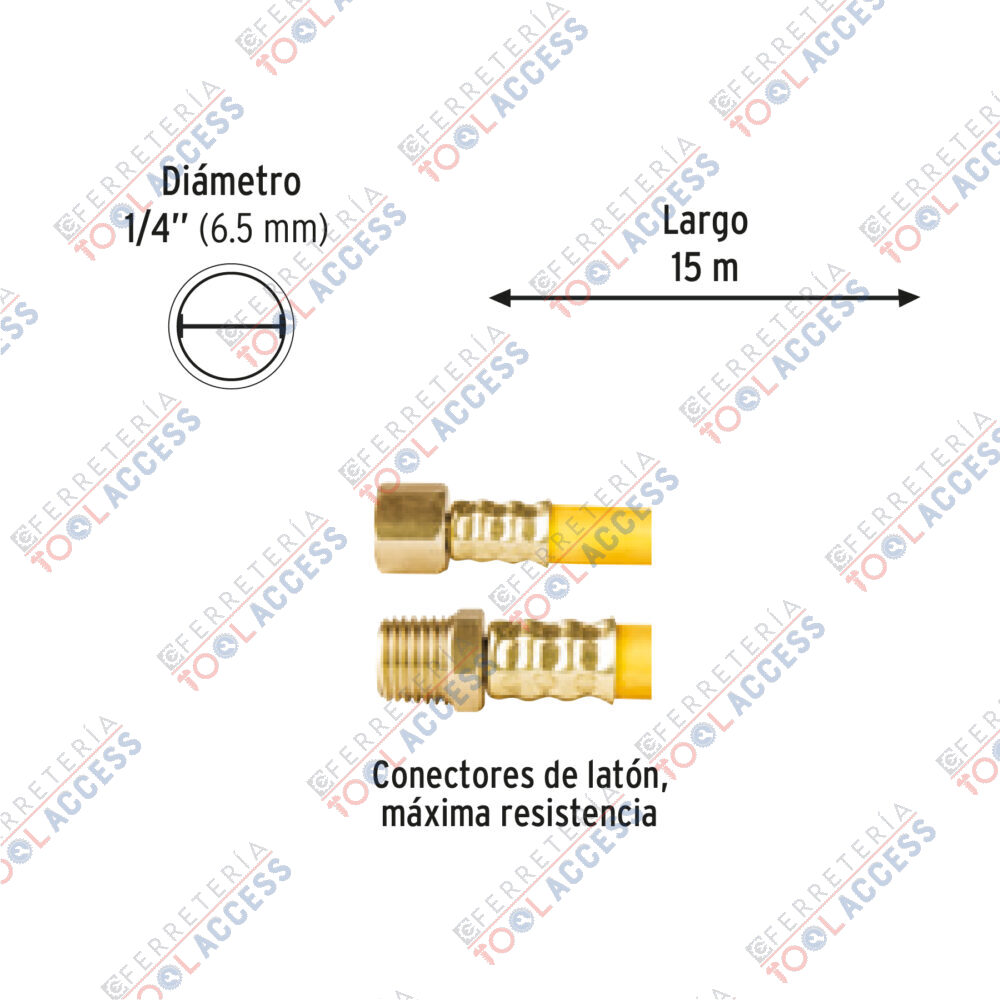 Manguera para compresor, de PVC, 15m x 1/4", PRETUL - Imagen 2
