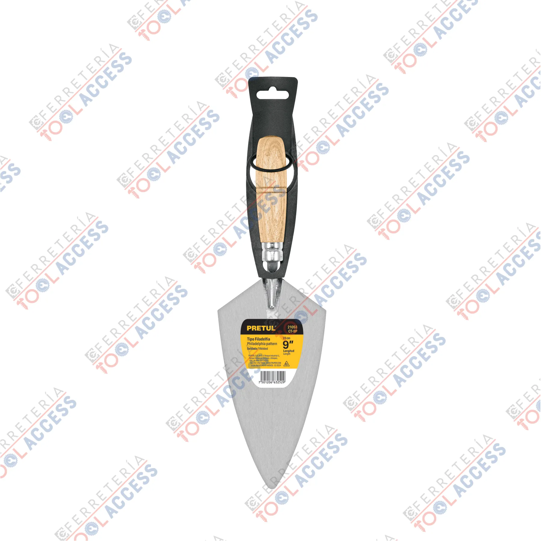 Cuchara para albañil 9" tipo Filadelfia, PRETUL