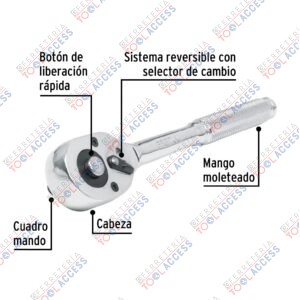 Alternative view of Matraca cuadro 1/2" cabeza de pera liberación rápida, PRETUL