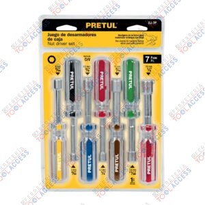 Juego de 7 desarmadores de caja mango de PVC, PRETUL