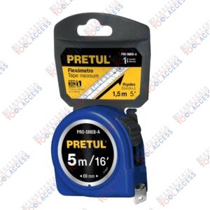 Flexómetro azul 5 m cinta 19 mm, en tarjeta, PRETUL