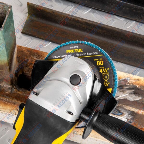 Disco laminado 4-1/2", grano 80 centro 7/8", fibra, PRETUL - Imagen 2