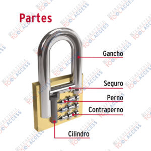 Alternative view of Candado de hierro 25 mm, color latón, corto, caja, Hermex