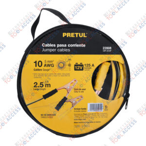 Cables pasa corriente 2.5m, 125 A, 10 AWG, con funda, PRETUL