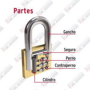 Alternative view of Candado de hierro 40 mm, color latón, corto, caja, Hermex