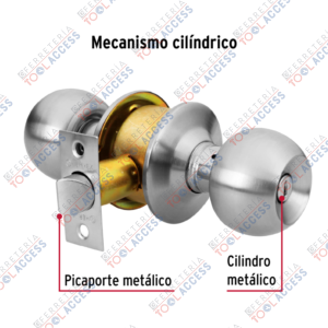 Alternative view of Cerradura tipo esfera, cilíndrico, baño, cromo, HERMEX