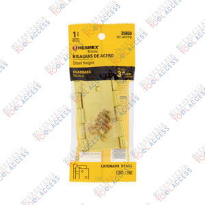 Bolsa c/2 bisagras cuadradas 3", latonado, HERMEX