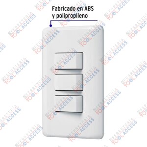 Alternative view of Placa armada con 3 interruptores sencillos, VOLTECK BASIC
