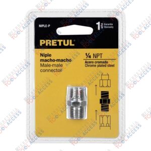 Niple de acero, macho-macho, cuerda 1/4" NPT, PRETUL
