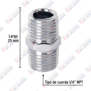 Alternative view of Niple de acero, macho-macho, cuerda 1/4" NPT, PRETUL