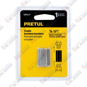 Cople de acero, hembra-hembra, cuerda 1/4" NPT, PRETUL
