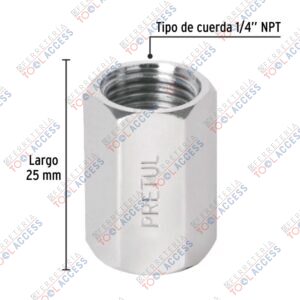 Alternative view of Cople de acero, hembra-hembra, cuerda 1/4" NPT, PRETUL