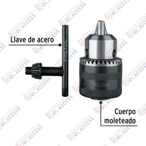 Alternative view of Broquero 3/8" con llave, cuerpo moleteado, PRETUL