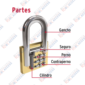 Alternative view of Candado de hierro 40 mm, color latón, largo, caja, Hermex