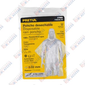 Poncho o capamanga desechable de polietileno, PRETUL
