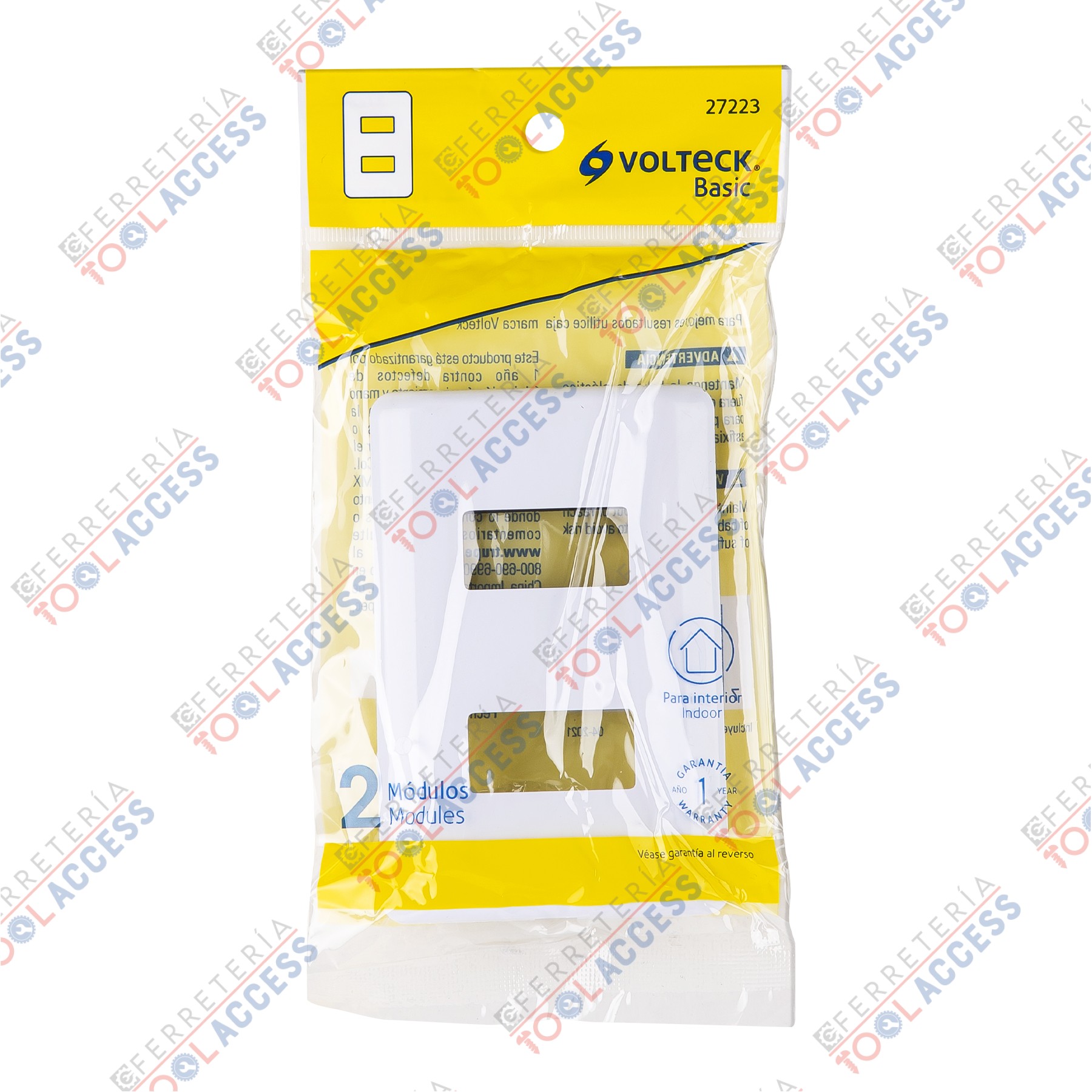 Placa 2 módulos de ABS, blanca, VOLTECK BASIC