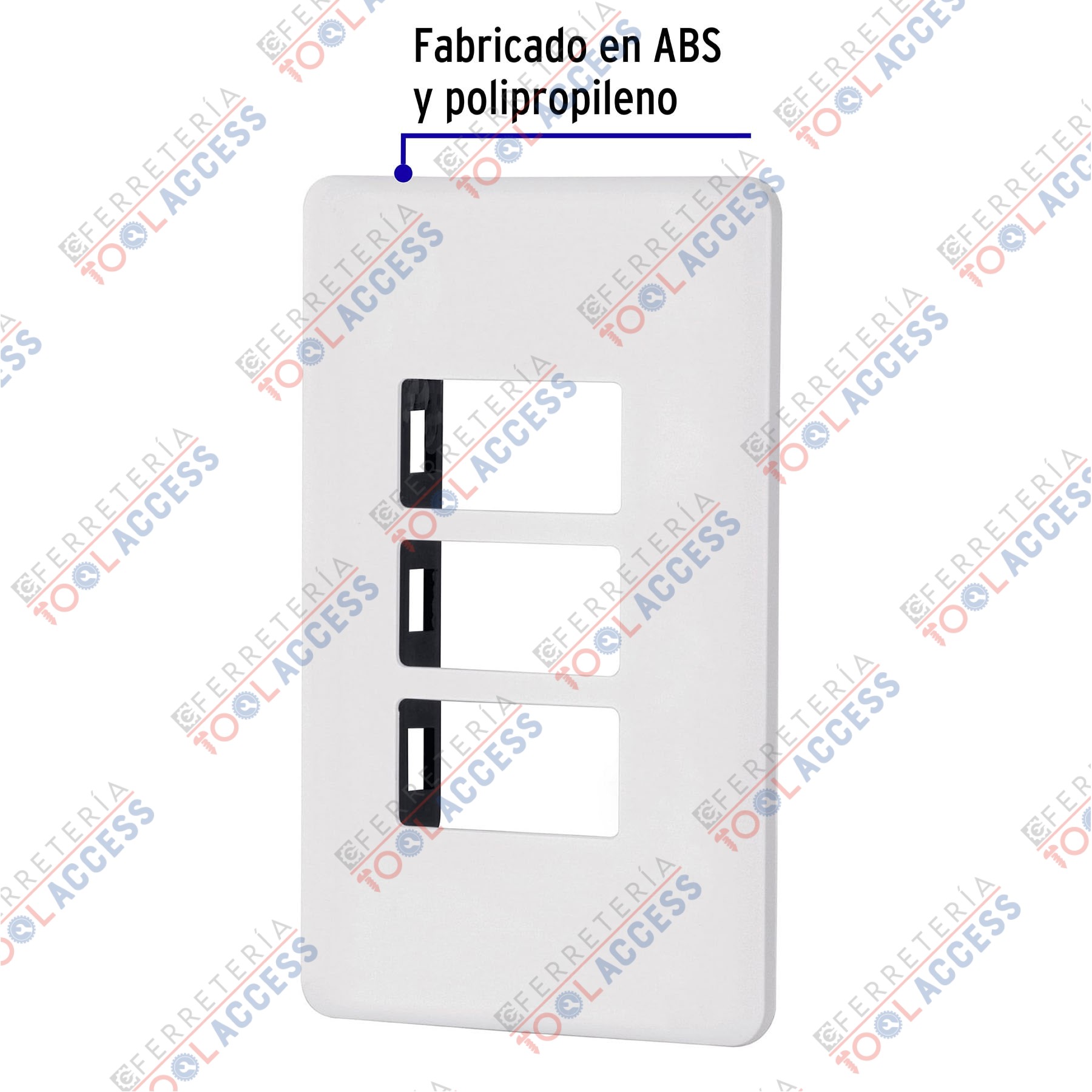 Alternative view of Placa 3 módulos de ABS, blanca, VOLTECK